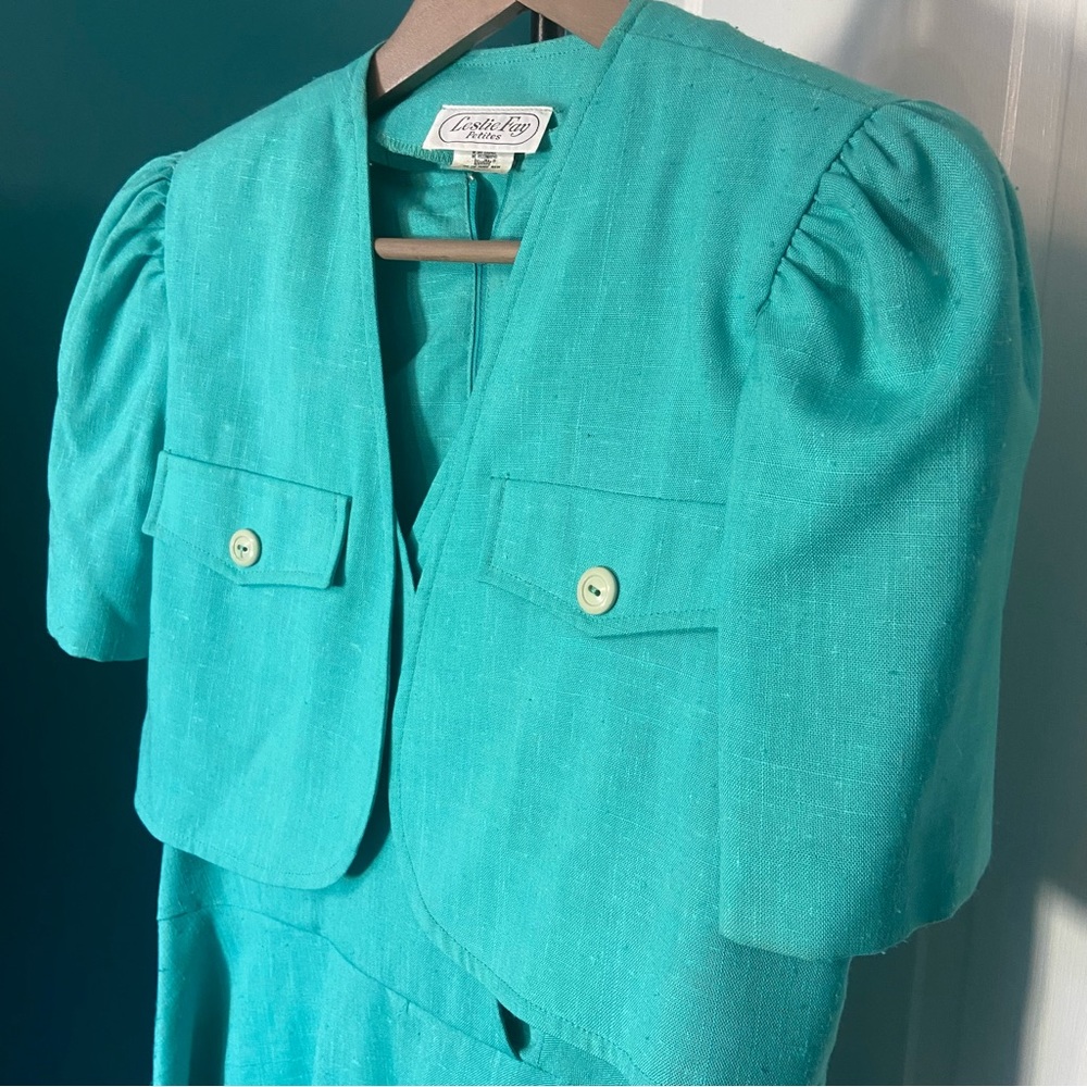 Vtg 70's Linen 2 piece Dress Suit Mint Condition